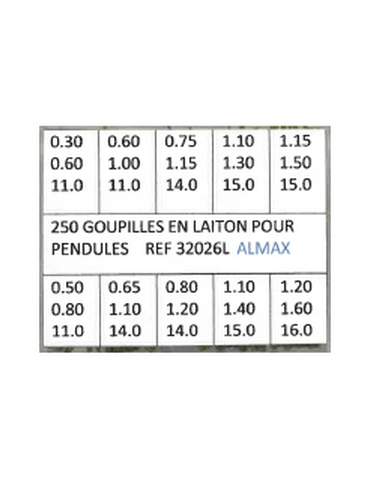 ASSORTIMENT 250 GOUPILLES LAITON PENDULE